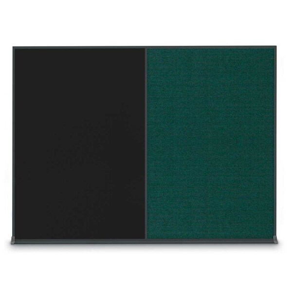 United Visual Products Double Door Radius Plus Corkboard, 48"X UV8003PLUS-BLACK-PEARL - main